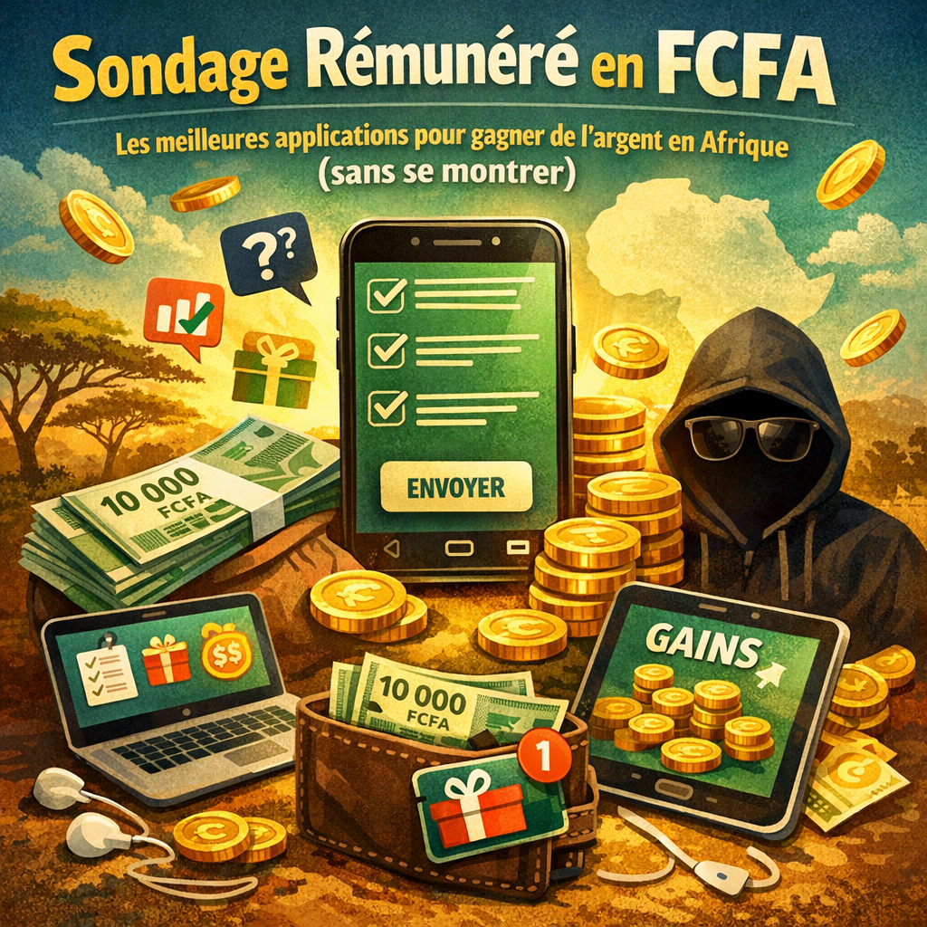 sondage rémunéré en fcfa les meilleures applications pour gagner de l’argent en afrique (sans se montrer)
