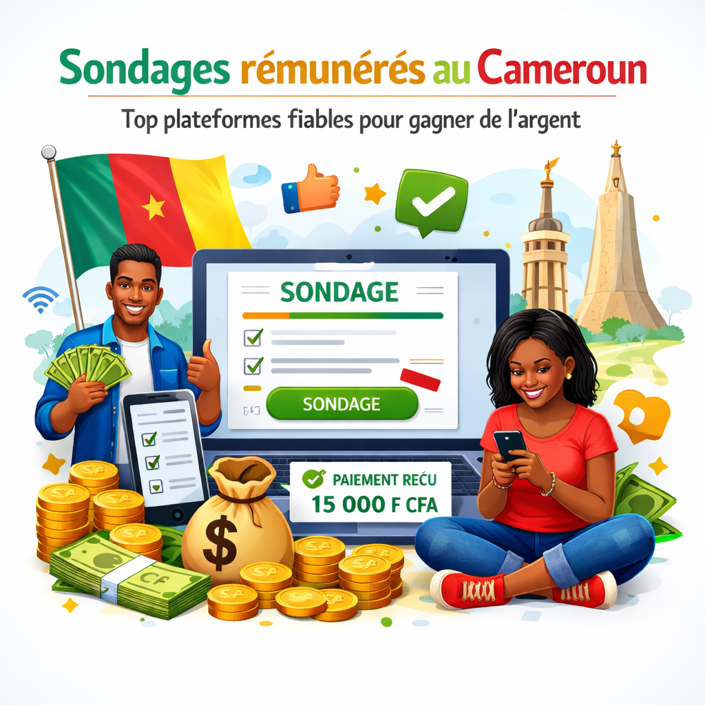 Sondages rémunérés au Cameroun : Top plateformes fiables pour gagner de l’argent en 2026 sondages rémunérés au cameroun top plateformes fiables pour gagner de l’argent