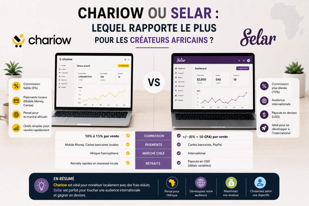 chariow ou selar lequel rapporte le plus pour les créateurs africains