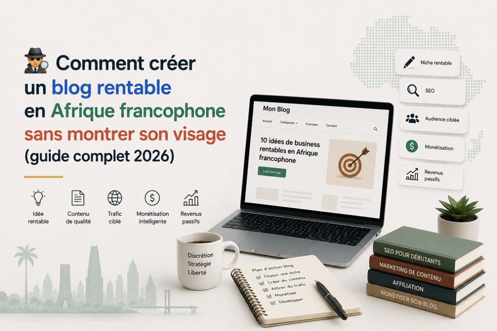 đ”ïž Comment crĂ©er un blog rentable en Afrique francophone sans montrer son identitĂ© (guide complet 2026) comment crĂ©er un blog rentable en afrique