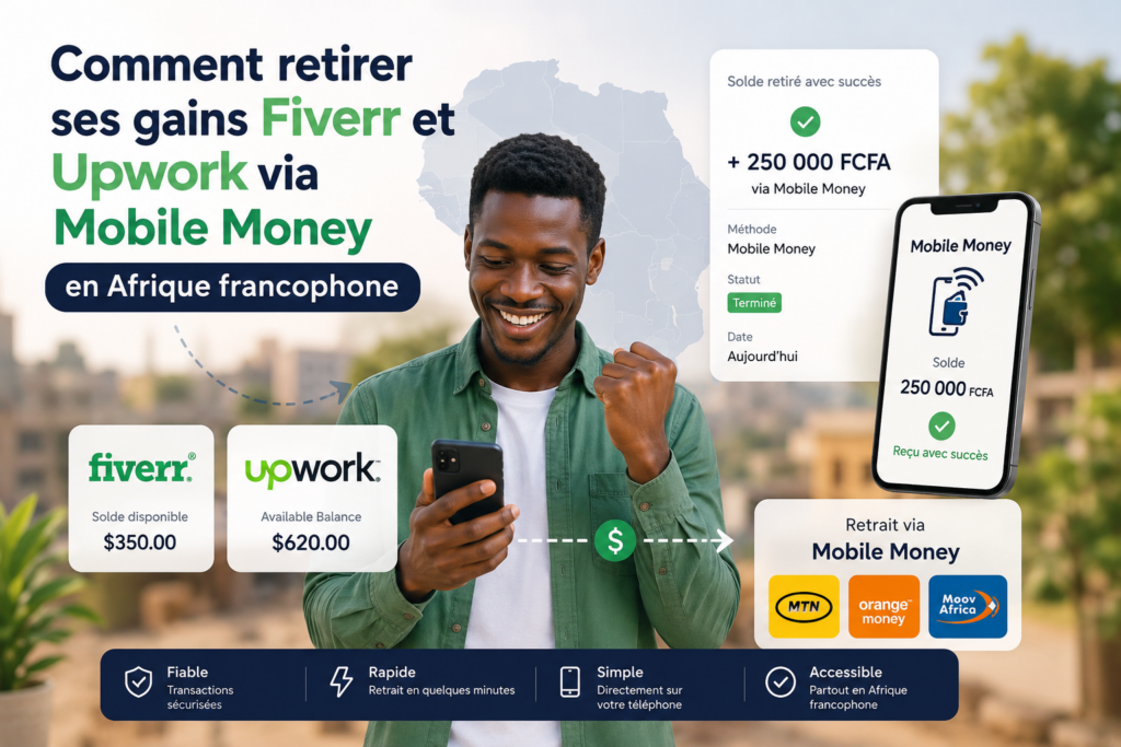 comment retirer son argent sur fiverr et upwork via mobile money en afrique francophone