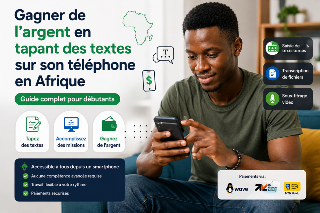 gagner de l'argent en tapant des textes sur son téléphone en afrique guide complet