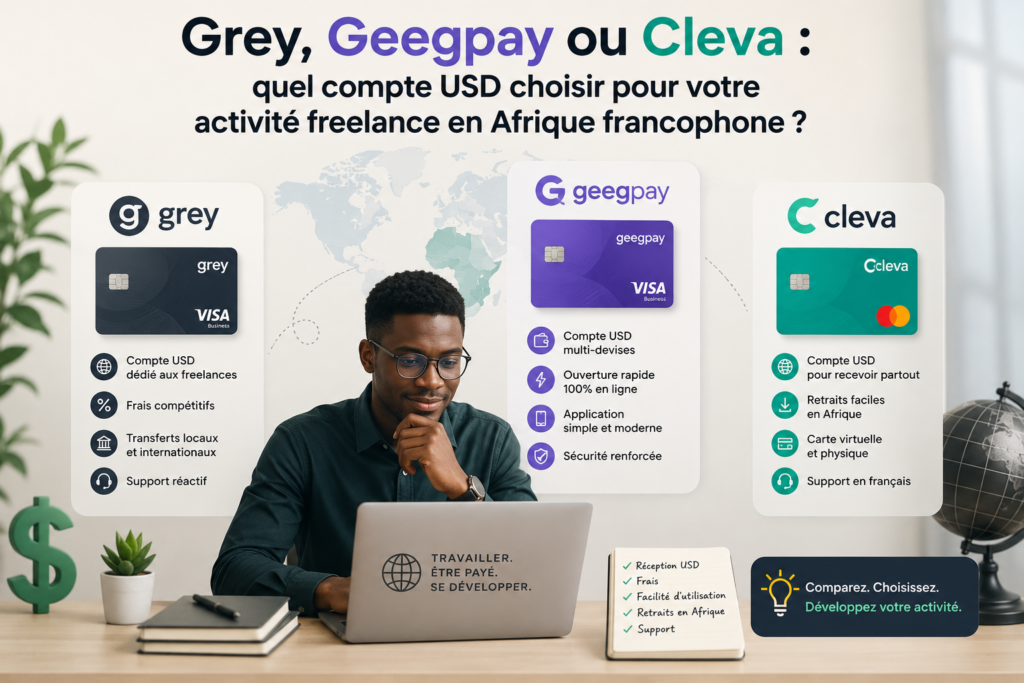 grey, geegpay ou cleva quel compte usd choisir pour votre activité freelance en afrique francophone