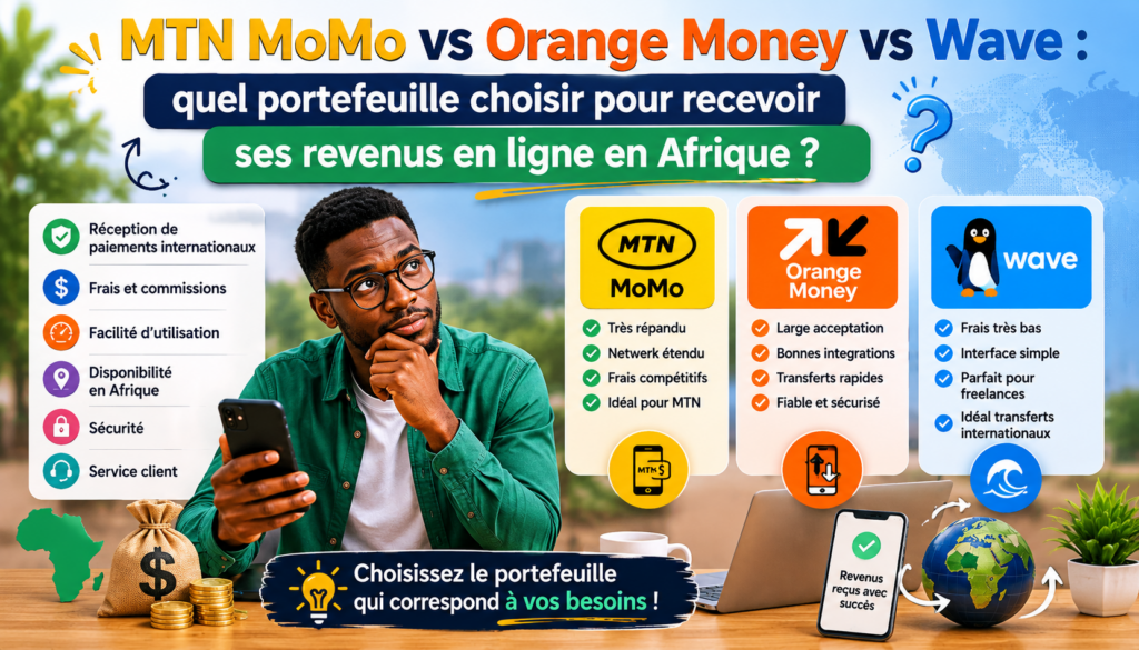mtn momo vs orange money vs wave quel portefeuille choisir pour recevoir ses revenus en ligne en afrique
