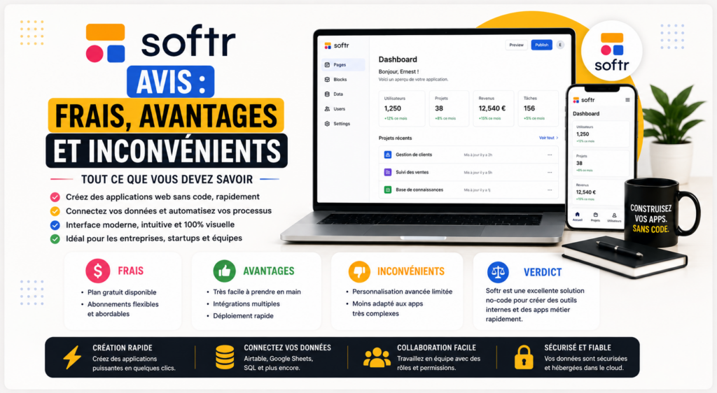 softr avis frais, avantages et inconvénients en 2026