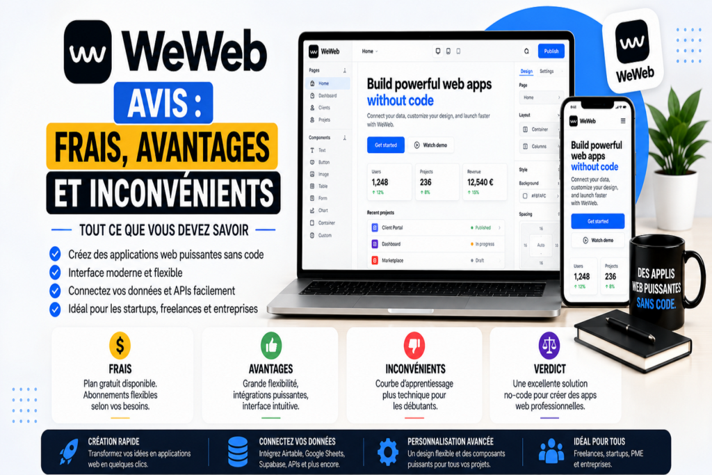 weweb avis frais, avantages et inconvénients