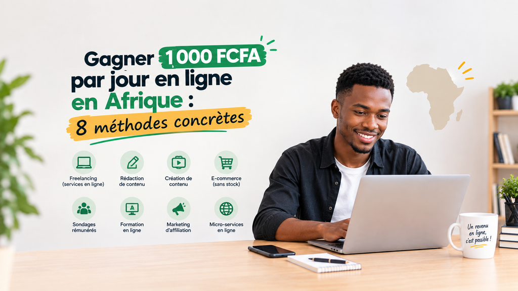 Gagner 1 000 FCFA par jour en ligne en Afrique : 8 méthodes simples pour débuter gagner 1 000 fcfa par jour en ligne